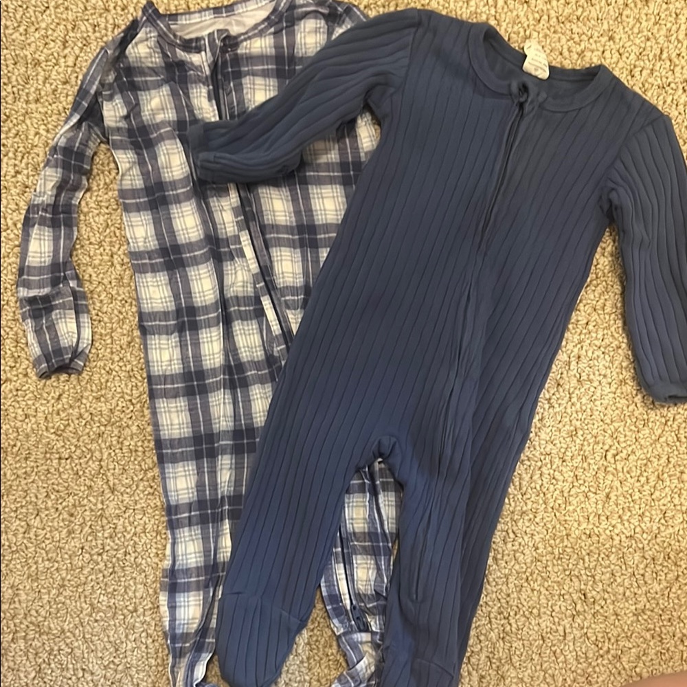 Blue and Plaid Baby Footies